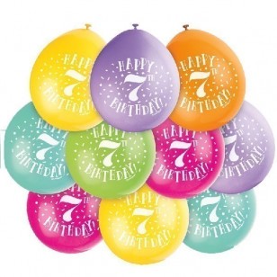 Happy 7th Birthday Multi Colour Latex Balloons x10 Happy 7th Birthday Multi Colour Latex Balloons x10
